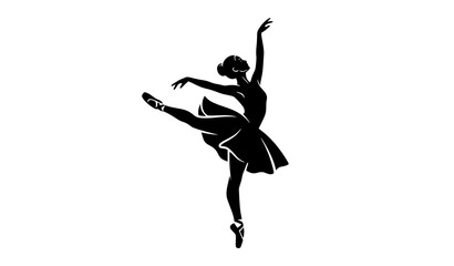 Stylish Ballet Dancer Black Silhouette Vector Illustration for Dance Design © MdShahinoor