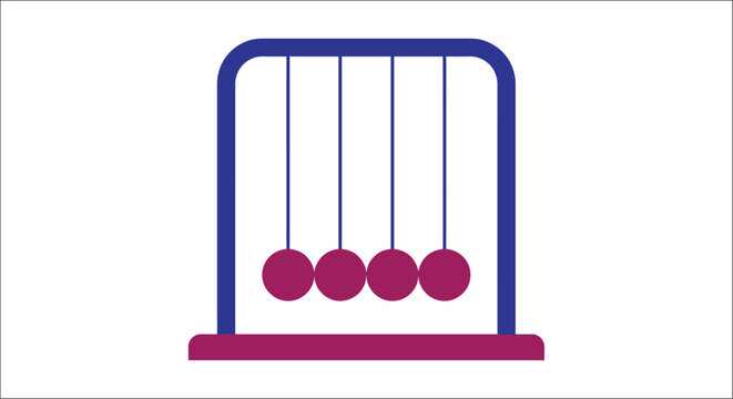 Newton s Cradle Illustration Flat Vector Design With Purple And Blue Tones