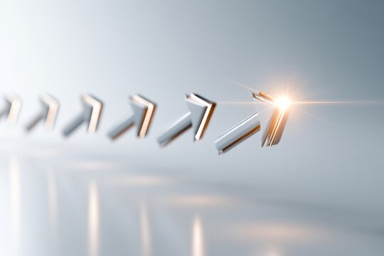 Arrow formation converging toward one direction as team alignment concept