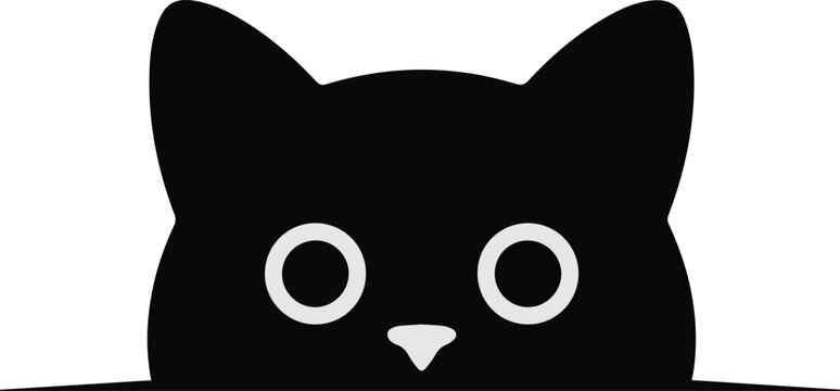 Cat silhouette peeking over line for logo use