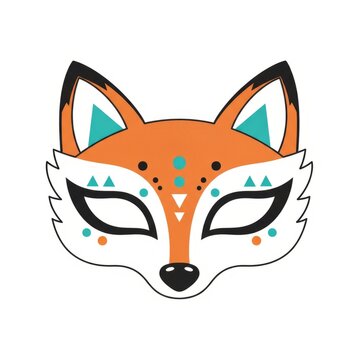 Animal Mask 2D Illustration Vector with Decorative Tribal and Carnival Style Isolated on White Background