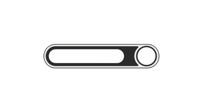 Minimalist user interface element representing a slider or toggle button in a horizontal orientation with a black and gray modern design.