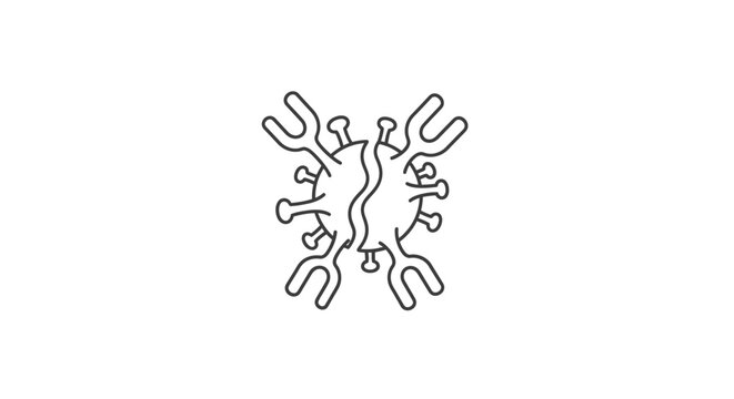Coronavirus cell split in half by medical tools icon.