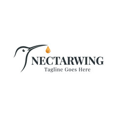 Nectarwing hummingbird and nectar drop logo design. © City