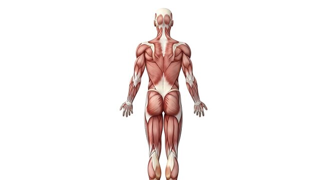 Detailed anatomical diagram of human muscular system.