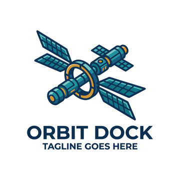 Orbit Dock space logo featuring a satellite station with solar panels.