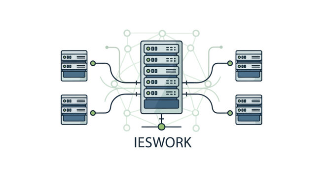 Server Network Diagram: Central Hub Connected to Multiple Nodes