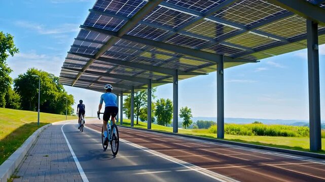 Biking Under a Solar Canopy: Sustainable Commuting