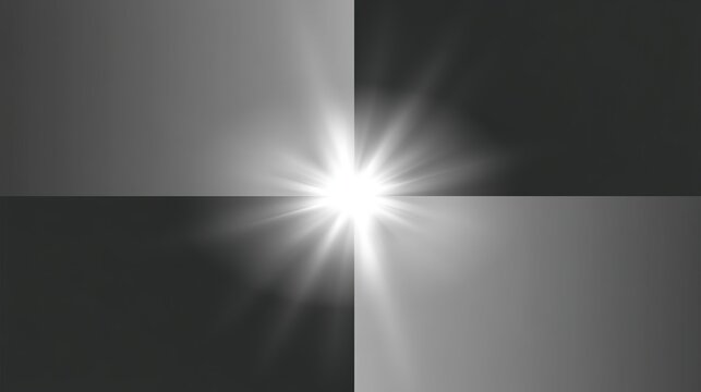 Luminous white cross abstract backdrop on dark gray base, soft glowing halo surrounding radiant light shape, uneven gray tone quadrant layout for spiritual and minimalist graphic design