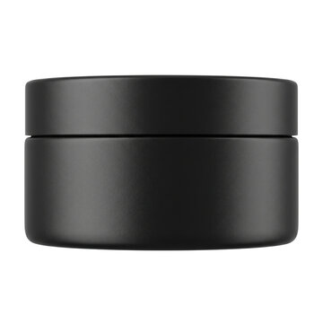 Matte black round cosmetic jar for cream or wax