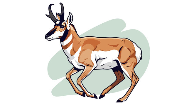 Pronghorn Antelope Illustration - Wild Animal Running in Motion