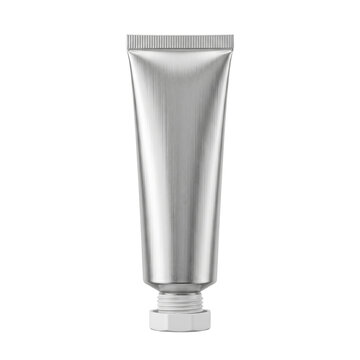 Blank aluminum cosmetic squeeze tube with white octagonal cap