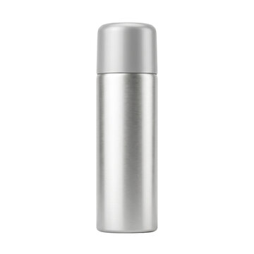 Blank silver metallic aerosol spray can with cap mockup
