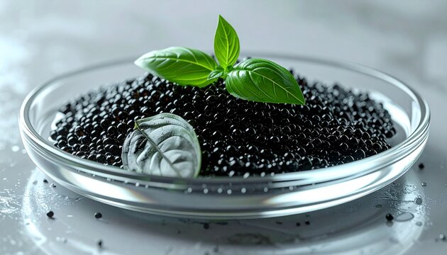 Black Pearl Dessert with Mint Garnish