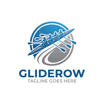 Rowing team boat logo for water sports and crew clubs.