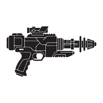 Futuristic ray gun illustration with intricate details and sci-fi design elements