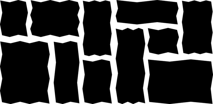 Doodle frames with uneven shapes, wavy irregular rectangles text boxes, squares with wavy rough edges,