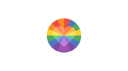 Fototapeta premium Abstract circular rainbow color spectrum heart shape icon.