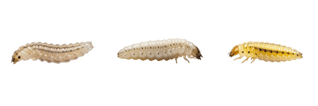 Fly larva, Lucilia sericata, macro view instar tracking, Calliphoridae family, greenbottle fly maggot specimen, necrophagous decay stage indicator, forensic medical entomology laboratory frame