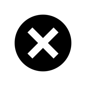 Black circle with white X mark.