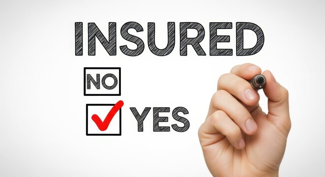 Hand marking 'Yes' on an insurance decision form for protection and security