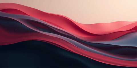 Obraz premium An abstract red silk and satin fabric background featuring smooth flowing waves, a soft velvet texture, and a luxury curve design