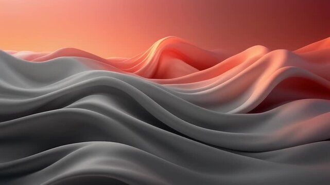 Abstract Cinematic Slow Motion Ultra-Fine Silk Fabric Undulating in Slow Wave Sunset Gradient Background Video