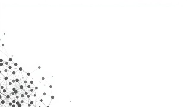 Scattered dark dots and lines on a white background with abstract connection technology information communication background minimalist geometric mathematics blueprint molecular complexity