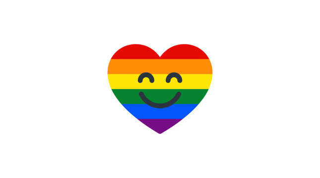Smiling rainbow heart emoji representing LGBTQ pride and love.