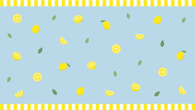 レモン かわいい ポップ 果物 爽やか 配信 サムネイル バナー デザイン 背景 イラスト 
