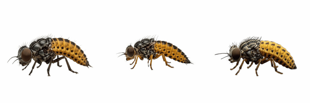 Warble fly larva, Hypoderma bovis, subcutaneous cattle grub specimen, Oestridae family, northern cattle botfly grub, dorsal nodules larval segment layout, veterinary livestock husbandry chart