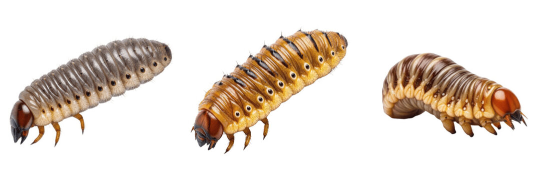Cattle grub, Hypoderma lineatum, common cattle botfly larva specimen, Oestridae family, heel fly grub migration stage, subcutaneous warble nodule profile, veterinary hide damage evaluation panel