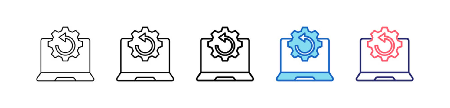 Reboot System Icon In 5 Different Styles Set Collection.   