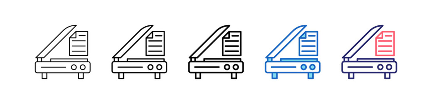 Computer Scan Icon In 5 Different Styles Set Collection.   