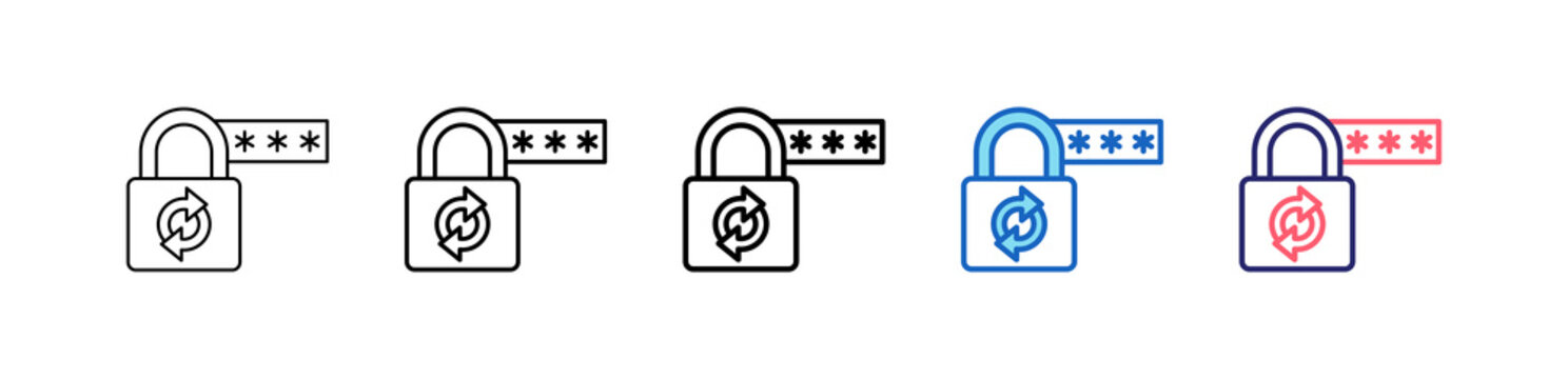 Password Reset Icon In 5 Different Styles Set Collection.   