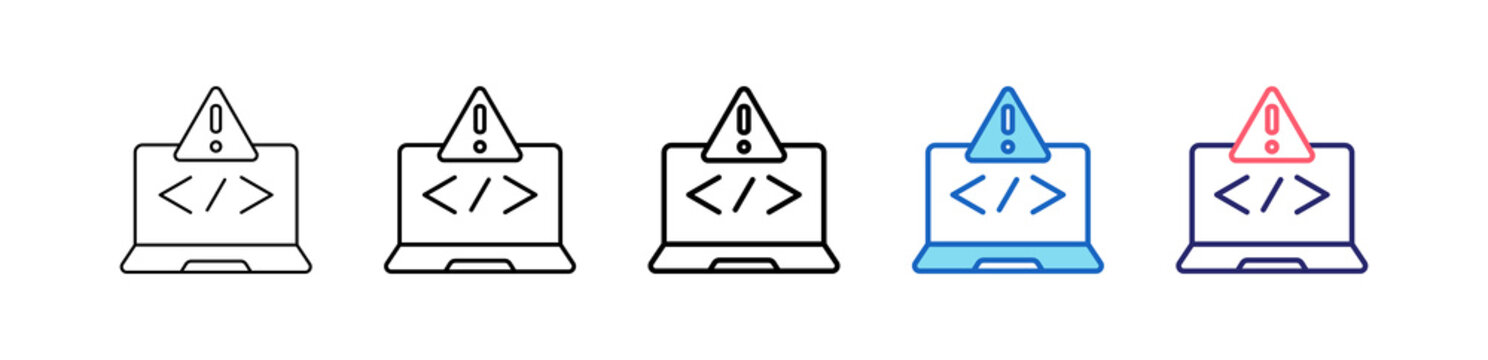 Error Icon In 5 Different Styles Set Collection.   