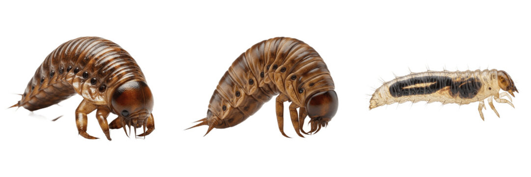 Larva macro, Dermatobia hominis, second instar pear-shaped body configuration, Oestridae family, posterior spiracular slits close-up, human botfly grub morphology, entomology research asset