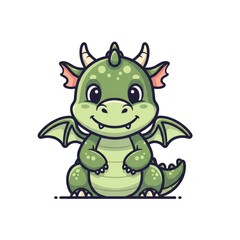 Fototapeta premium Baby Dragon Illustration Vector with Cute Fantasy Hatchling Character Isolated on White Background
