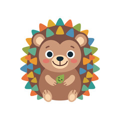 Naklejka premium A cute cartoon hedgehog with colorful spikes.