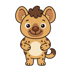 Fototapeta premium Cute cartoon spotted hyena smiling cheerfully.
