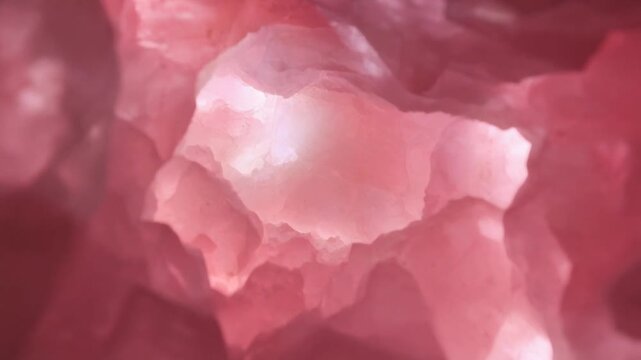 Rose Quartz Crystal Cave Interior Glow with Pulsing Pink Light Cinematic Loop