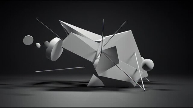 Abstract geometric shapes in motion.