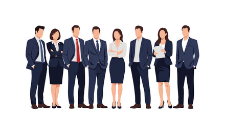 Fototapeta premium Diverse group of professional business people in formal suits standing together to represent corporate teamwork and successful leadership.