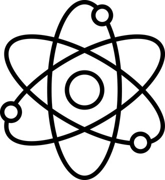 Black atom icon - outline