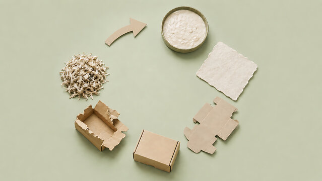 Sustainable paper product life cycle with raw ingredients and packaging examples eco friendly kraft paper pulp cardboard box paper bag plant based circular economy