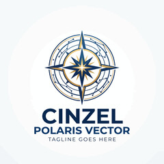 Cinzel Polaris Vector compass star and celestial map logo. © Cageee
