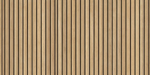Fototapeta premium Seamless vertical wood slatted texture with a light oak ribbed pattern on a flat surface for a clean architecture design concept