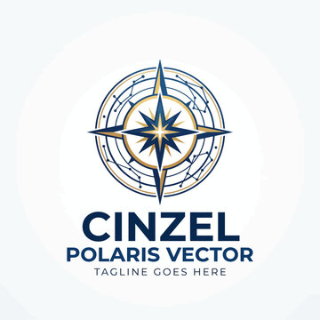 Cinzel Polaris Vector compass star and celestial map logo.