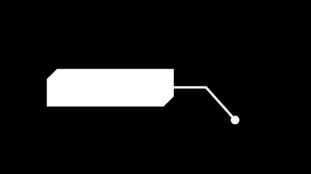 Animated flat vector callout text box icon with pointer line isolated on black background