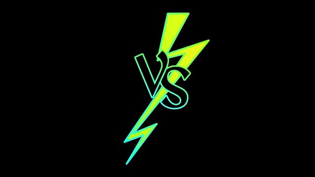 Versus letters text design with a vibrant lightning bolt icon for competitive sports and media
